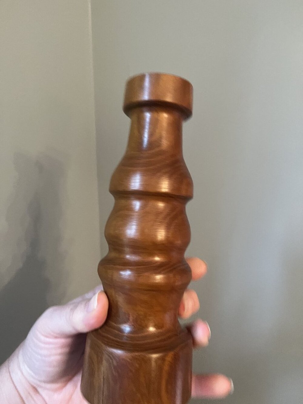 Vintage Hand-Turned Wooden Candlestick Holder 7.5" Tall Rustic Home Decor Accent